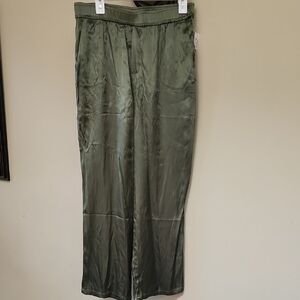 Womens Green Satin Pants